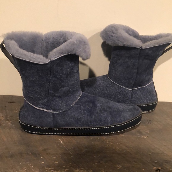 Ross & Snow Gemma Shearling  Stonewashed suede leather bootie slippers - Picture 6 of 16